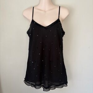 Black Sequined Cami Tank Top Size Medium OLD NAVY
